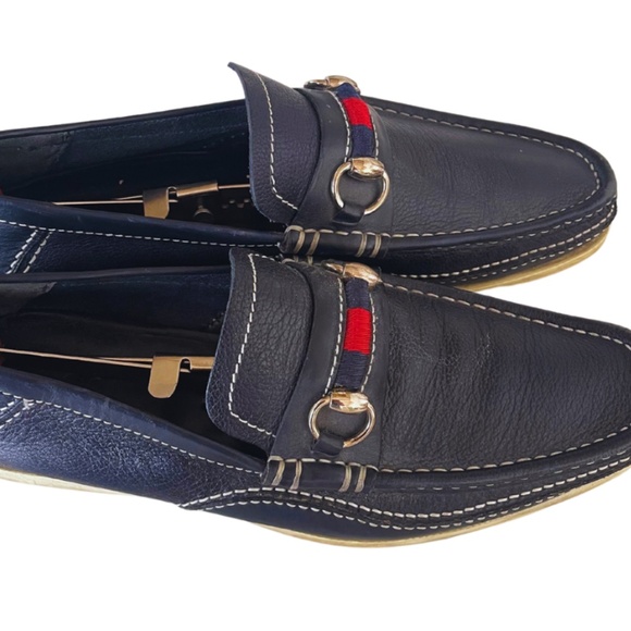 -Men's Gucci Navy Boat Shoes Size 8 - Picture 3 of 7